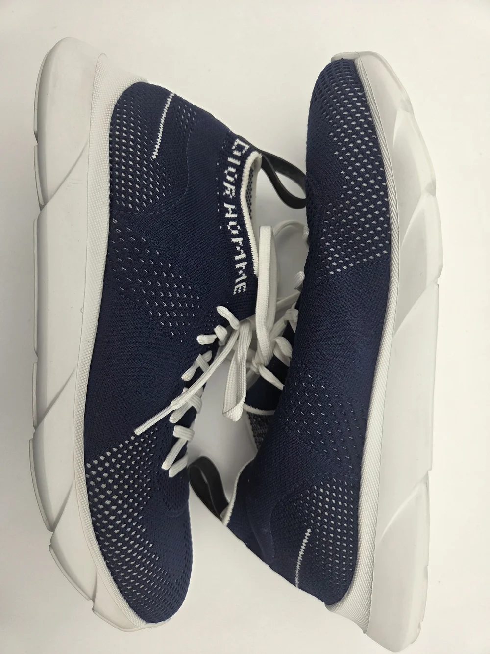 Dior Navy Blue and White Knit Slip-On Sneaker Size 40